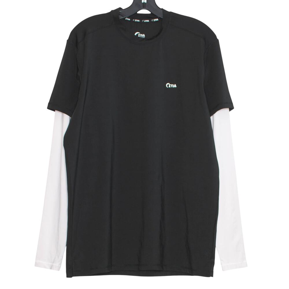Zyia Active Mens Shirt Streetwear Athleisure Skater Y2K Urban Black White Medium